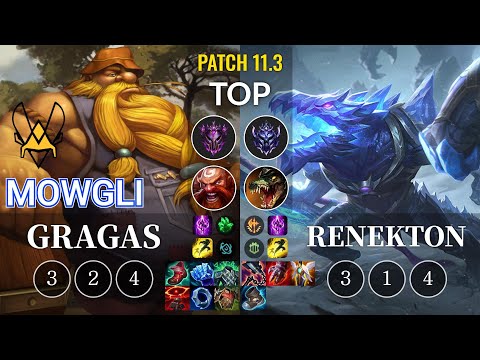 VIT Mowgli Gragas vs Renekton Top - KR Patch 11.3