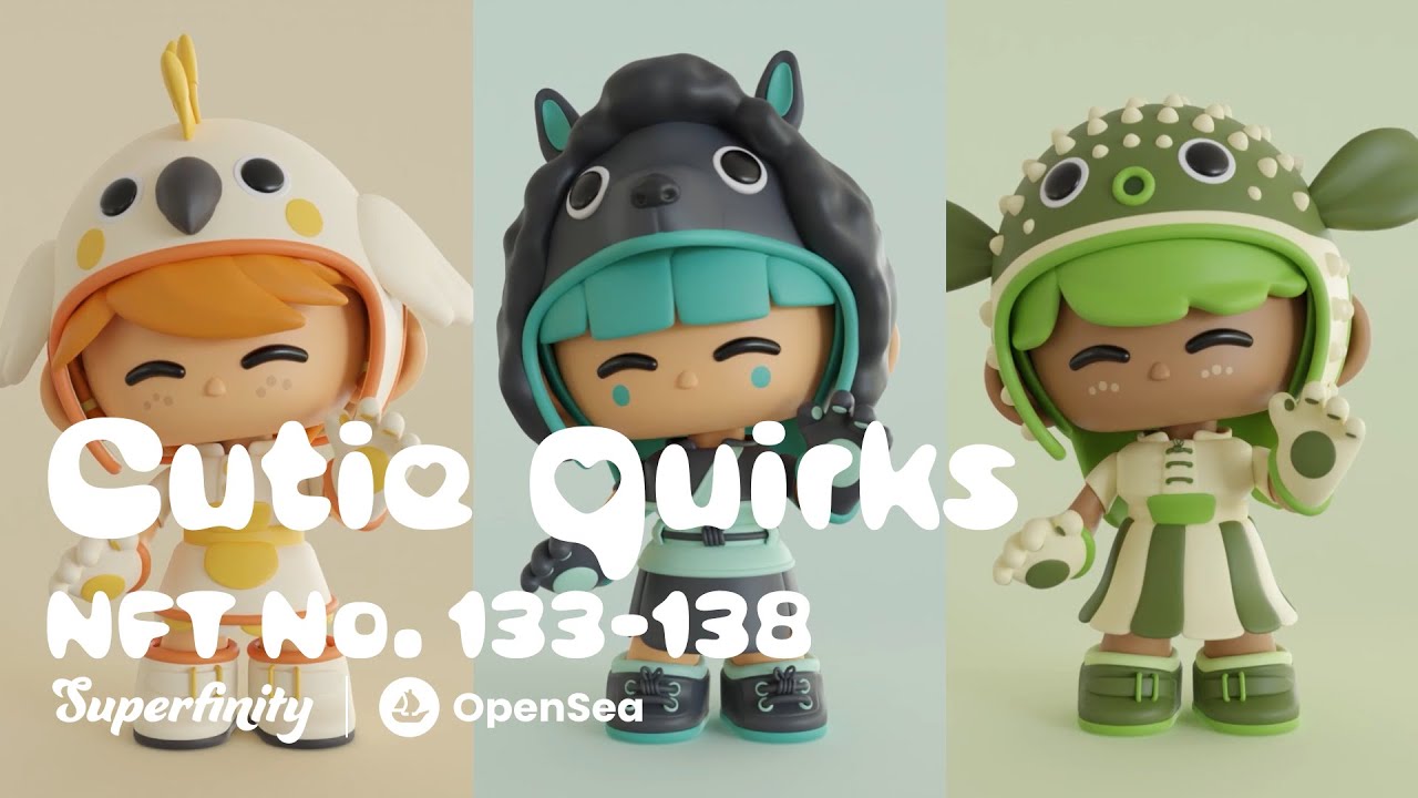 Cute Cartoon Characters NFT Collection on OpenSea | Cutie Quirks Collection No. 133-138