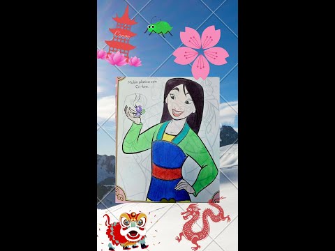 Painting Mulan from the Disney Princess Book 👑🐴🦗🎊👘🪭🏯 #art #painting #painting #disneyprincess