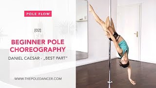 Pole Dance Choreography - Beginner Flow Tutorial (incl. Leg Circles, Sunwheel, Cross Knee Release)