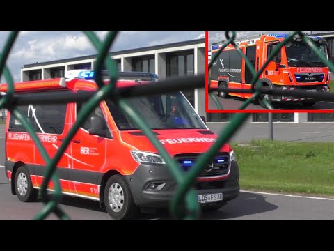 [Brandeinsatz+Durchsage] Neuer ELW-C + HLF10 || Flughafenfeuerwehr BER》Flughafen Berlin/Brandenburg