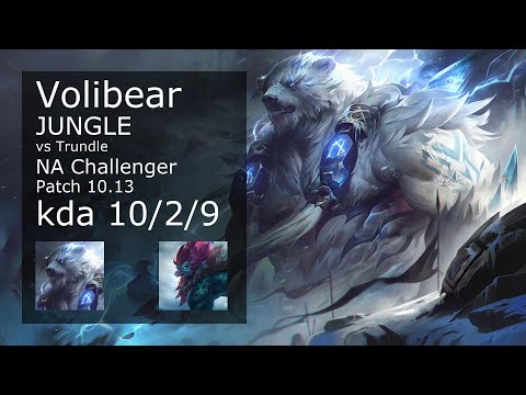 Volibear Jungle vs Trundle - NA Challenger 10/2/9 Patch 10.13 Gameplay