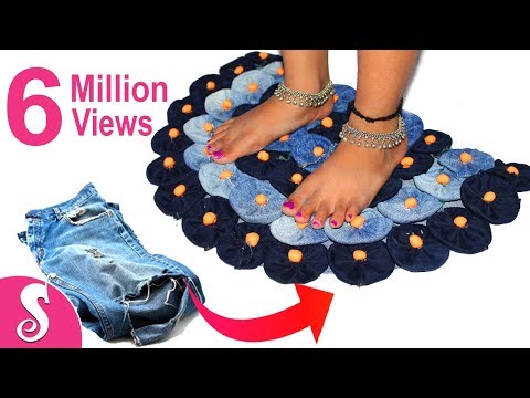 Old Jeans Recycling | Make Awesome Door Mat,Rugs,Table Mat,Carpet from old waste Clothes Video