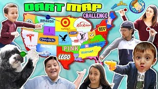 Throwing Darts at a Map &amp; Buying Whatever it Lands on Challenge (FUNnel Fam)