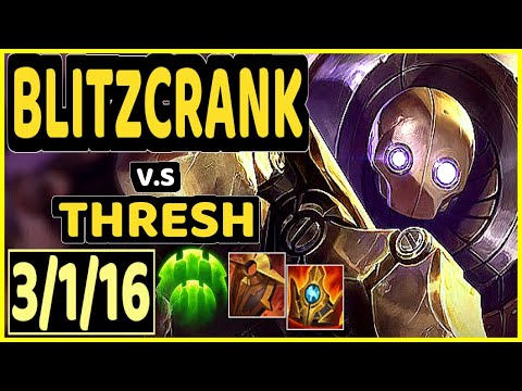 T1 FAKER (BLITZCRANK) vs THRESH - 3/1/16 KDA BOTTOM SUPPORT GAMEPLAY - KR Ranked GRANDMASTER