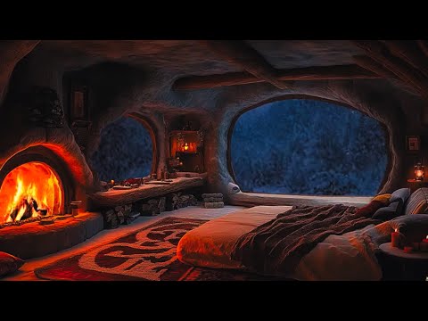 🔥 Refugio Invernal en una Cabaña de Montaña con Sonido de Fuego y Nieve 🌨️ #ASMR #Relax