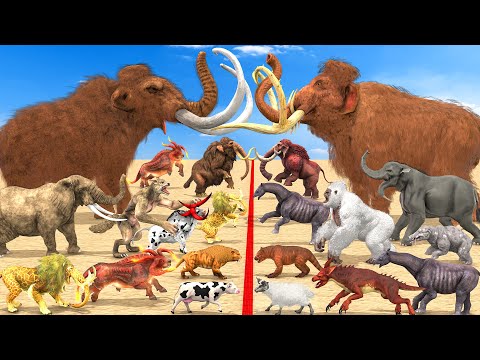Animal Epic Battle - Prehistoric Mammals vs Cenozoic Beasts Mammals Size ARBS Mammoth vs ARK Mammoth