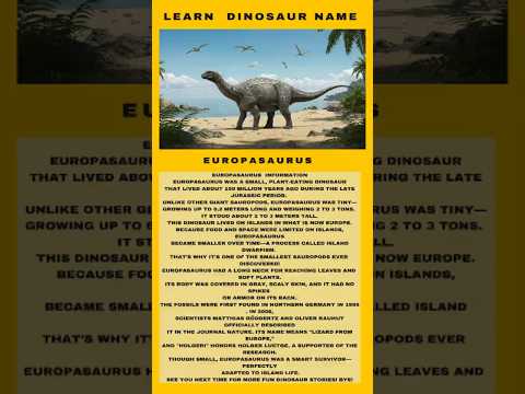Meet Europasaurus holgeri Real Dinosaur Facts 🦖#shorts #dinosaur #kidslearning #Europasaurus holgeri