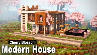 Minecraft: How to build a Cherry Modern House | Tutorial