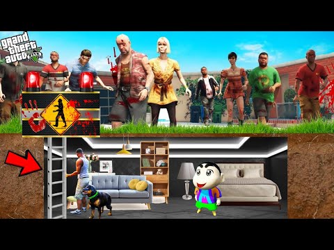 Franklin Shinchan & Pinchan Hiding Underground From Zombie Apocalypse in GTA 5