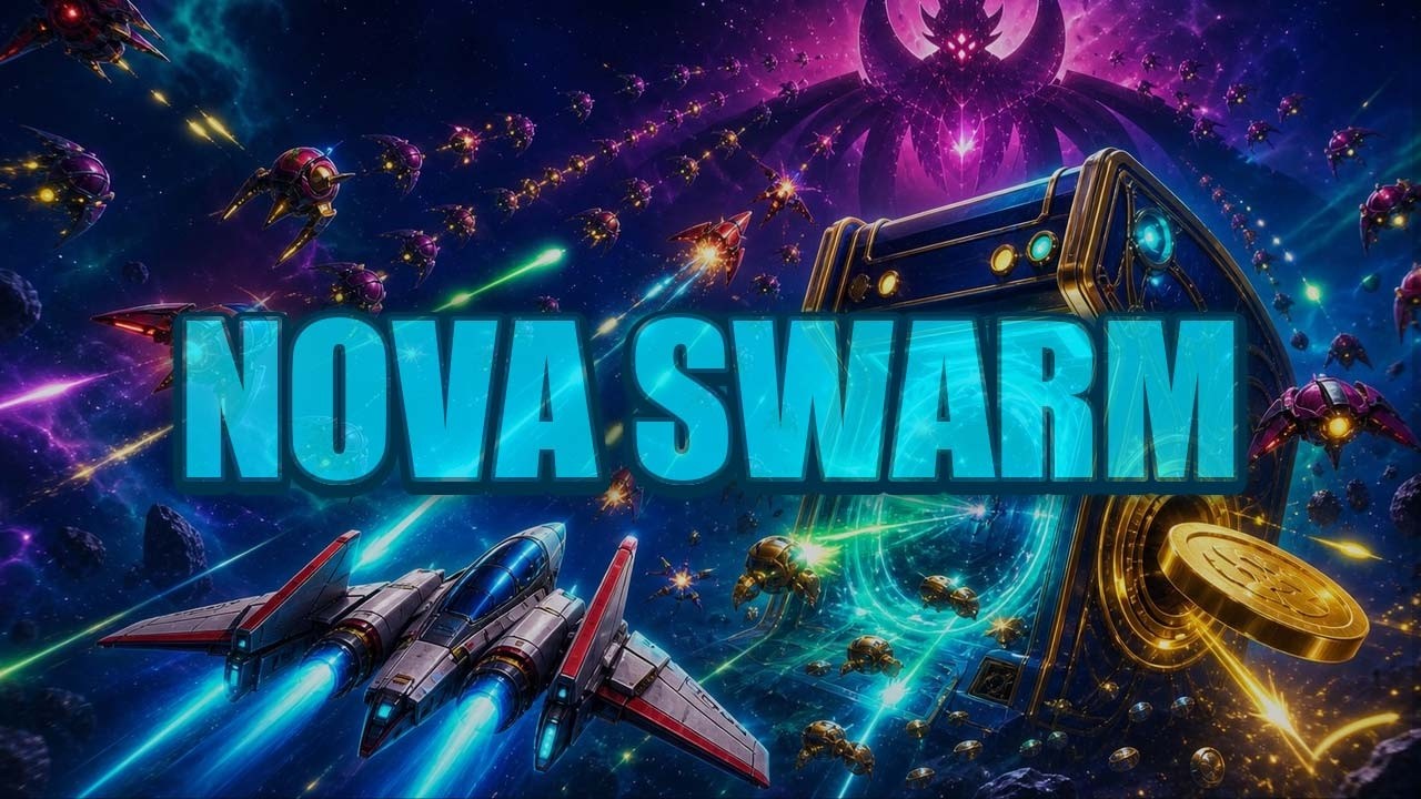 Promotional gameplay preview showing ships, bosses, and arcade combat
