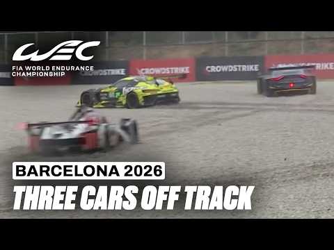 THREE Cars Spin Out After Water Seeps Out of Curb! | 6 Hours of Barcelona | FIA WEC 2026