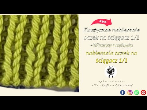 Elastyczne nabieranie oczek na ściągacz 1/1. Włoska metoda nabierania oczek. #15