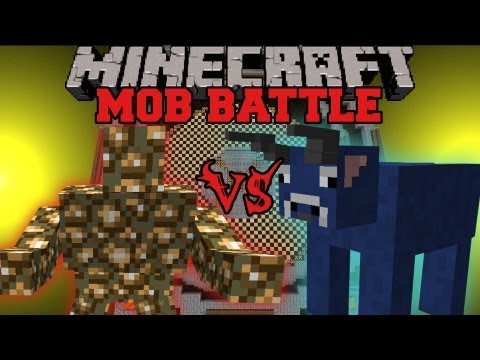 EPIC BATTLE! Glowstone Monster Vs. Ice Bull - Minecraft Mob Wars