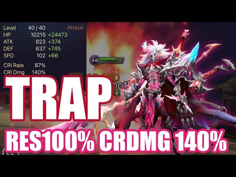 Crazy Trap Carlos, he is so tanky RES100% and CRDMG 140%🤗🤗🤗【Summoners War RTA】