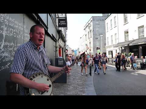 Robin Hey Busking in Galway Ireland - Dublin City in The Rare Auld Times