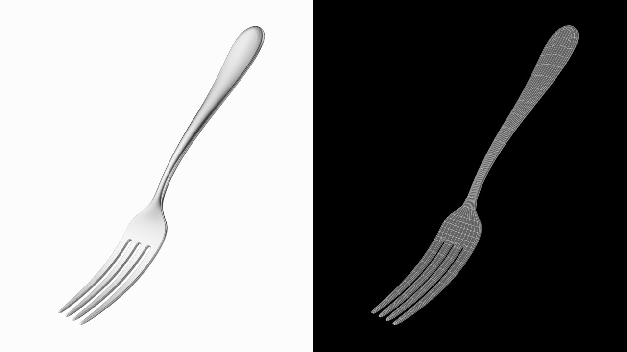 Peralatan Makan Generik Garpu Pencuci Mulut Model 3D