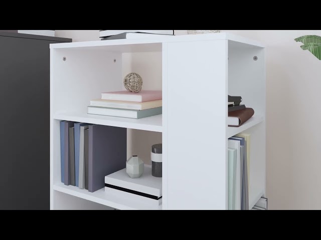 Video teaser for 808449 vidaXL Rolling Cabinet White 60×35×75cm Engineered Wood