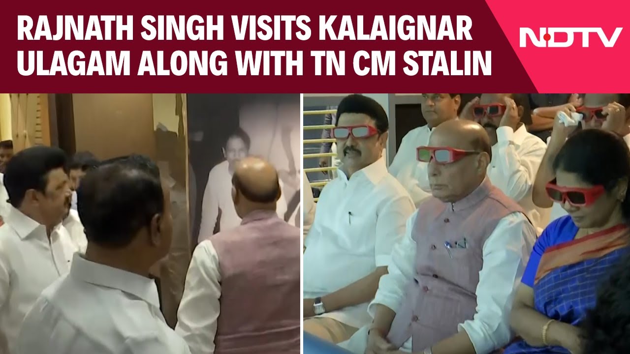 Chennai News | Defence Minister Rajnath Singh Visits Kalaignar Ulagam Along With TN CM Stalin