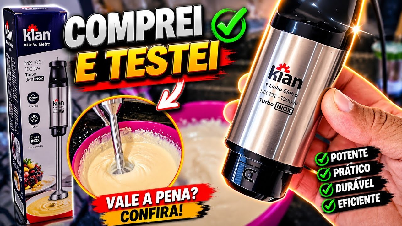 Miniatura da avaliação em vídeo de Mixer de Mão 6 em 1 1000W 8 Velocidades com Display LCD 127V