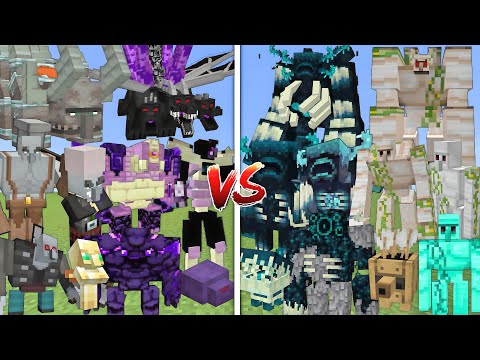 ALL MUTANT PILLAGERS & ENDERMANS VS ALL MUTANT WARDENS & IRON GOLEMS MOBS BATTLE IN MINECRAFT