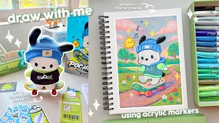 🎧 drawing pochacco w/ acrylic markers ⚽️ cute sanrio bluetooth speaker unboxing ft. martube 🩵