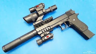 Realistic Red Laser Toy Gun Kit with Silencer &amp; Light Accessories | BB Airsoft Gun Unboxing &amp; Test