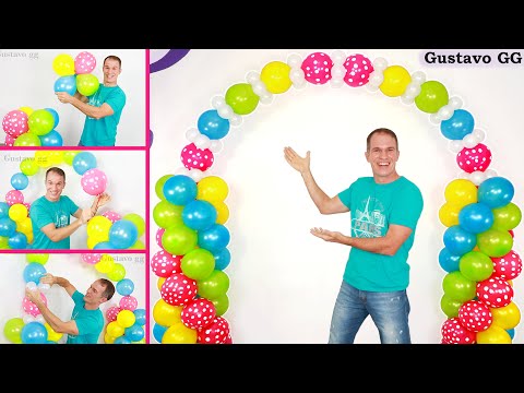 COMO HACER UN ARCO DE GLOBOS (sin estructura) 😊👍 decoración con globos para cumpleaños ✨ Gustavo gg