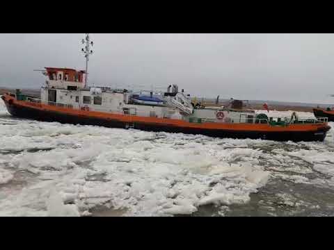 Eis Aufbruch auf der Oder oberhalb  Schwedt