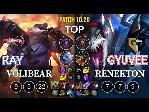 KT Ray Volibear vs GEN gyuvee Renekton Top - KR Patch 10.20