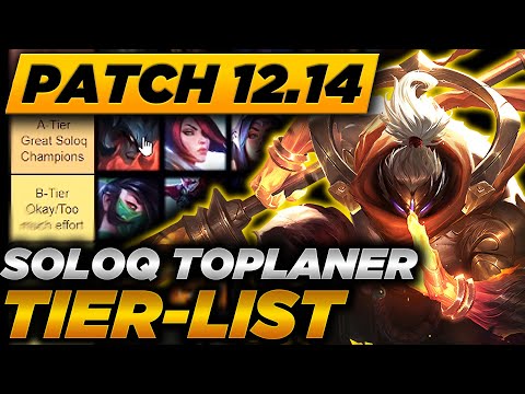 Toplane SoloQue Tier List Patch 12.14 - Best Champions to Climb With - Season 12