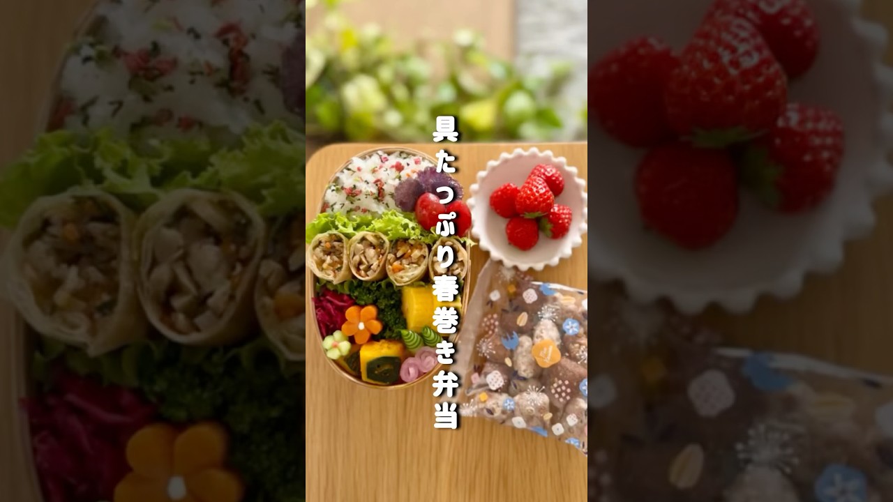 「具たっぷり春巻き弁当」　　　　　　　　　　　　#お弁当 #お弁当の記録 #旦那弁当