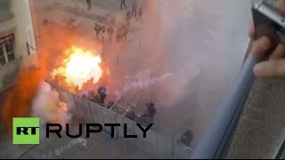 France: Fiery explosions send riot police running in Rennes