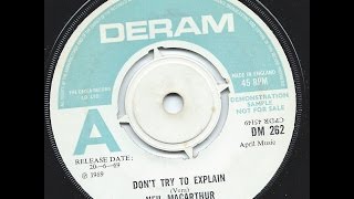 Don&#39;t Try To Explain - Neil MacArthur (Zombies lead Colin Blunstone)