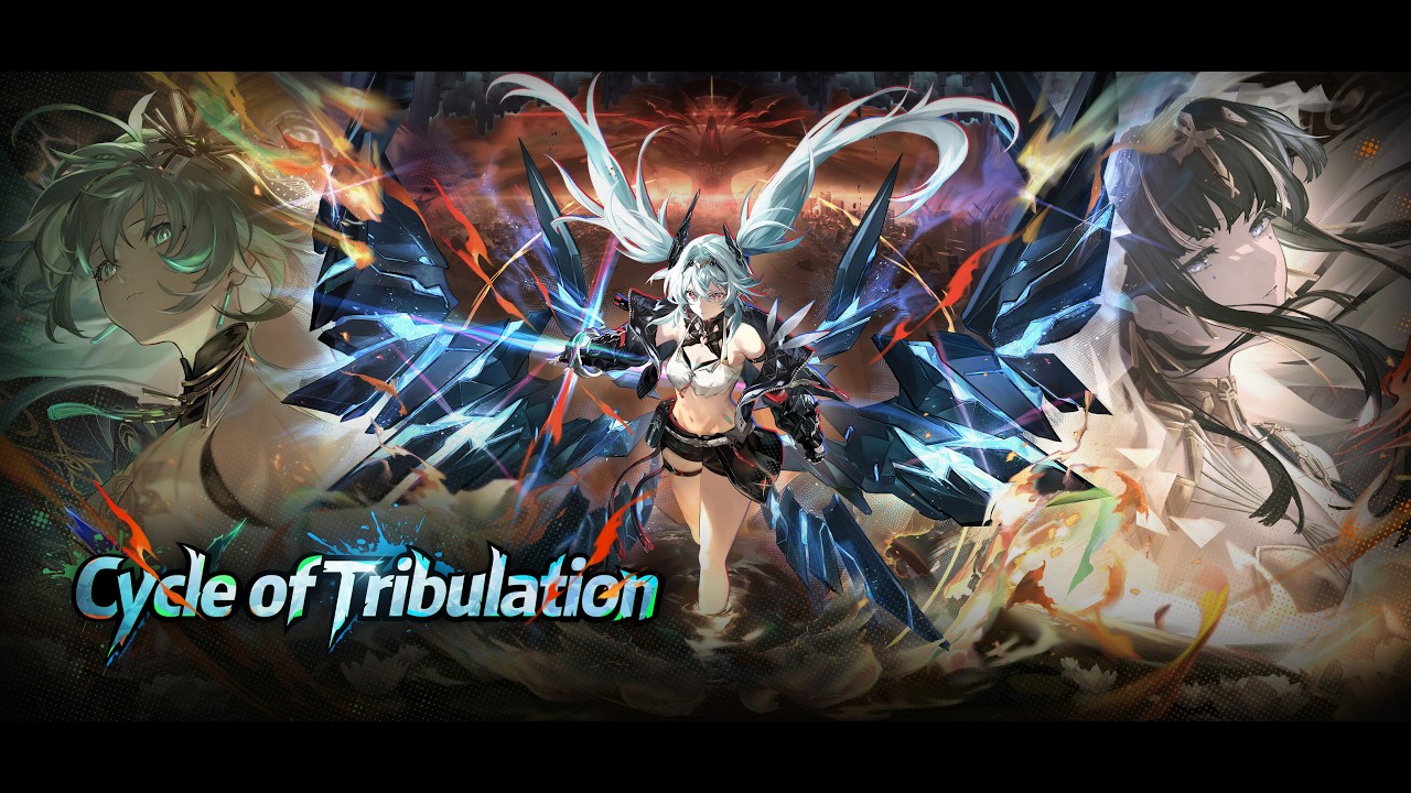 Frame from the Cycle of Tribulation version trailer on the official Aether Gazer channel. Version updates on this cadence continue until December 1, 2026.