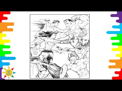AVENGERS vs JUSTICE LEAGUE  in Avengers Coloring Page | Avengers Coloring | JPB - LONG NIGHT