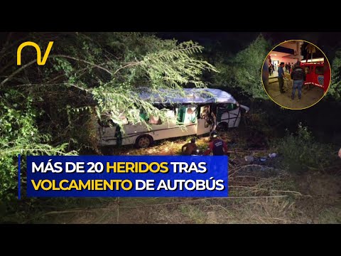 ¡Accidente masivo! Más de 20 heridos por volcamiento de autobús en Falcón