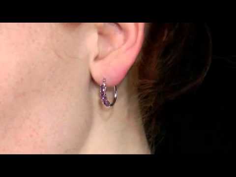 Amethyst Hoop Earrings 1.5 Carat (ctw) in 10K White Gold | MyJewelryBox
