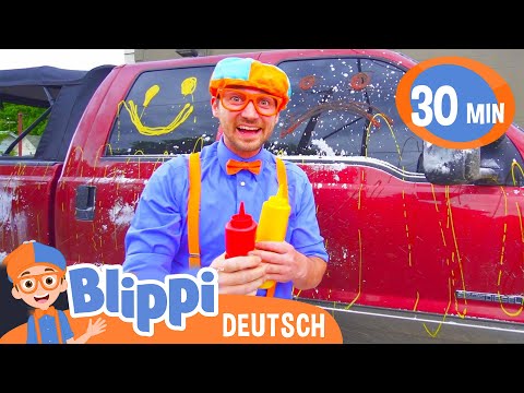 Wie wäscht man Spielzeugautos?  | Blippi Deutsch | Abenteuer und Videos für Kinder