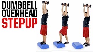 Dumbbell Overhead Step up exercise video thumbnail
