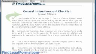 Sample General Affidavit Form