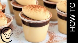 Coffee Panna Cotta with Caramel Cheesecake and Chocolate Sauce No Bake and Eggless