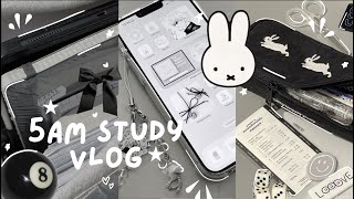 waking up at 5AM study vlog 📓🎧 | midterms exam season, studying, what's in my bag, muji, tanghulu