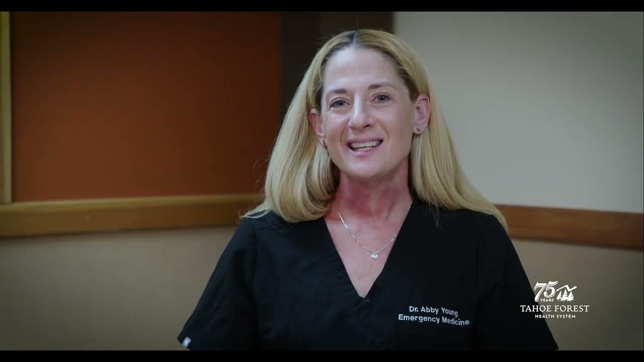 Dr. Abby Young, an Emergency Medicine physician at Tahoe Forest Health System sitting in a room