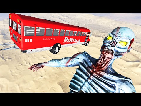 Jumping Cars Over Zombies - BeamNG.Drive