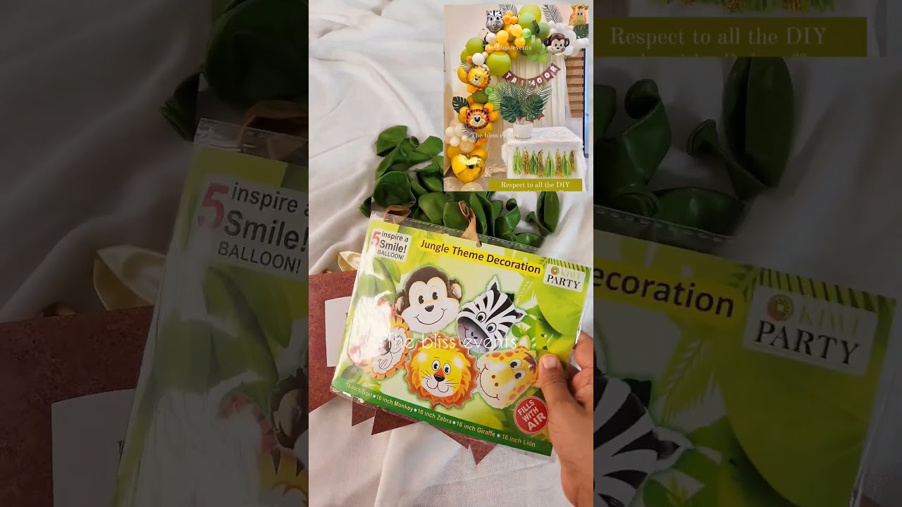 jungle theme birthday decoration at home #diydecoration #diycraft #diybirthdaydecor
