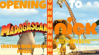 Opening To Madagascar On Nick 11/9/22 (RATING BUG ERROR FIXED) (RECAPTURE)