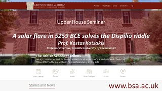 Prof Kostas Kotsakis, “A solar flare in 5259 BCE solves the Dispilio riddle”