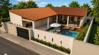 Casa em L com Varanda Ampla e Piscina | 4 Quartos | Terreno 15x21m | P162.2