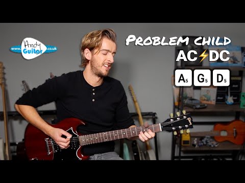 AC/DC Problem Child EASY Electric Guitar Lesson tutorial